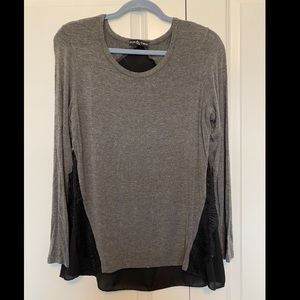 Gray Top with Sheer Black Back Size L